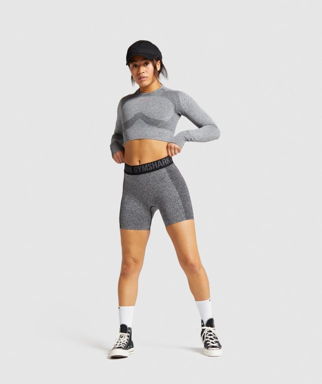 Gymshark Flex Women's Shorts Black / Grey | UAE-24IAMY