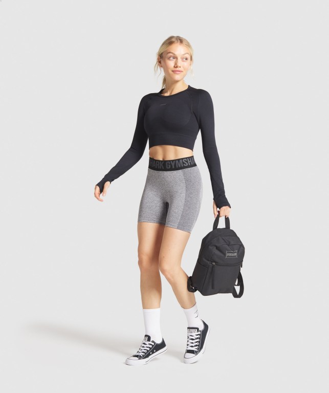 Gymshark Flex Women's Shorts Grey / Black | UAE-31ZASI