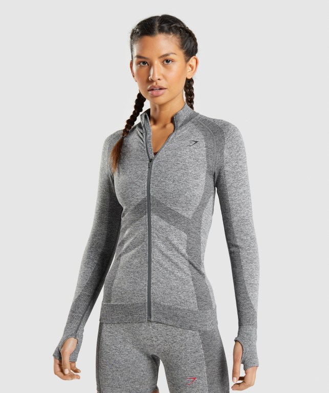 Gymshark Flex Zip Through Jacket Women\'s Hoodies Grey | UAE-27JVYP