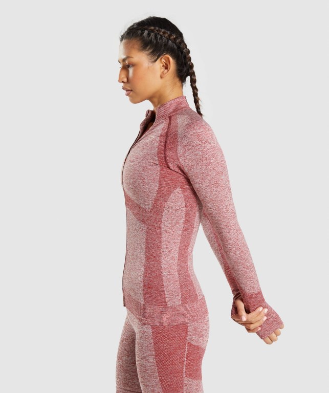 Gymshark Flex Zip Through Women's Jackets Burgundy | UAE-01IQMT