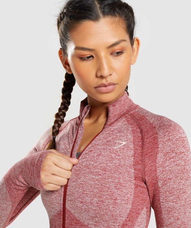 Gymshark Flex Zip Through Women's Jackets Burgundy | UAE-01IQMT