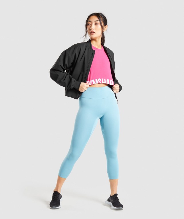 Gymshark Fraction Crop Top Women's Sweatshirts Pink | UAE-04SNAB