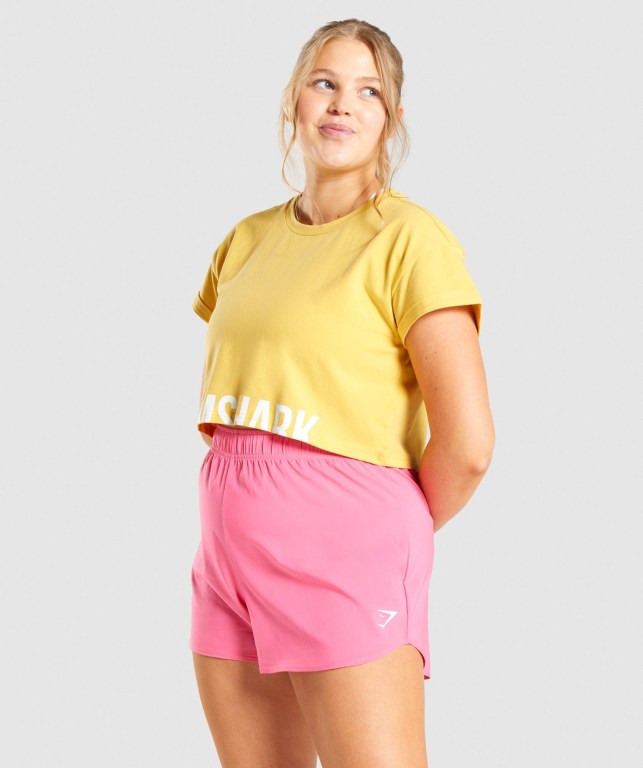 Gymshark Fraction Crop Top Women's Sweatshirts Yellow | UAE-18SOHX