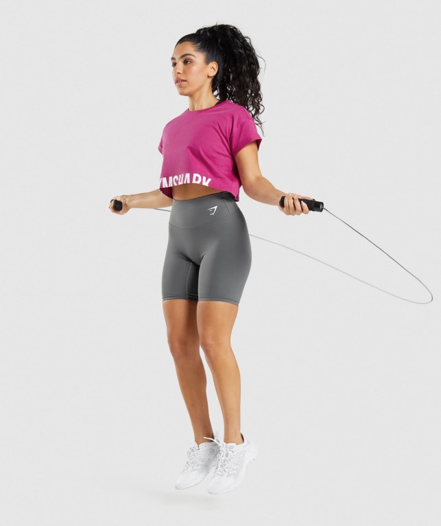 Gymshark Fraction Crop Top Women's Sweatshirts Pink | UAE-20YCBP