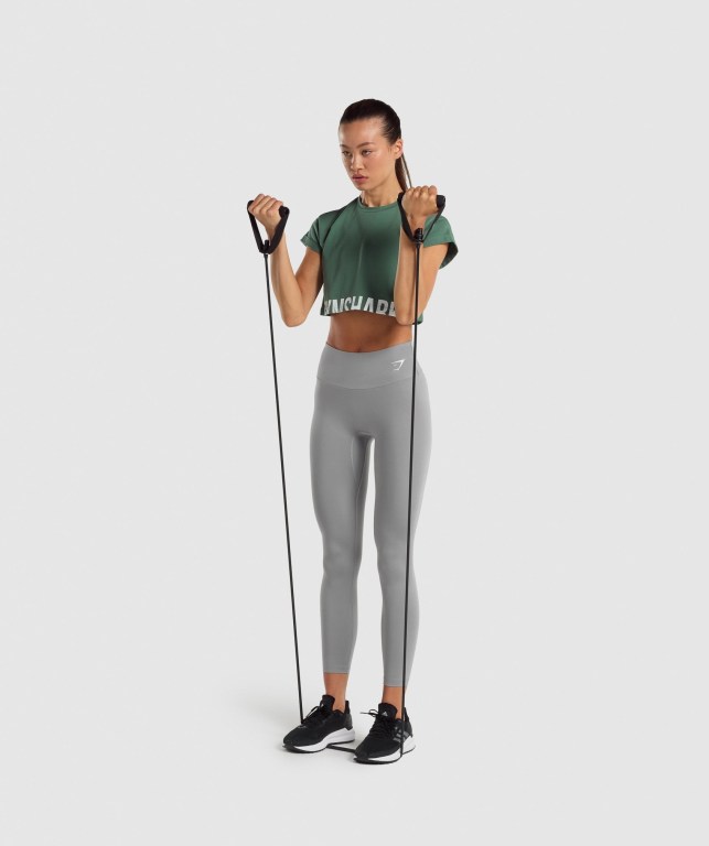 Gymshark Fraction Crop Top Women's Sweatshirts Green | UAE-34YTJF