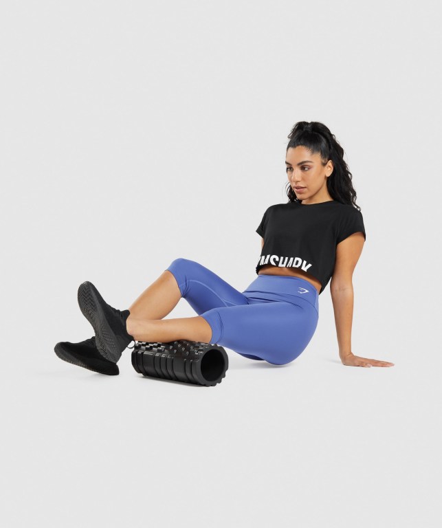 Gymshark Fraction Crop Top Women's Sweatshirts Black | UAE-45BCRL