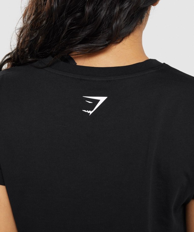 Gymshark Fraction Crop Top Women's Sweatshirts Black | UAE-45BCRL