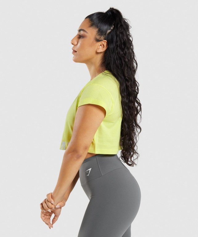 Gymshark Fraction Crop Top Women's Sweatshirts Green | UAE-56LEVX