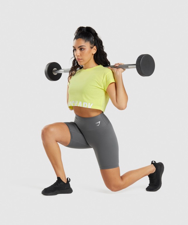 Gymshark Fraction Crop Top Women's Sweatshirts Green | UAE-56LEVX