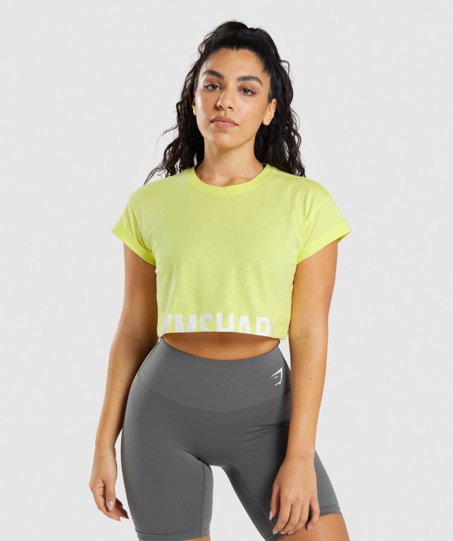 Gymshark Fraction Crop Top Women\'s Sweatshirts Green | UAE-56LEVX