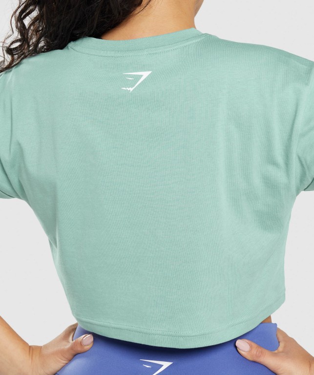 Gymshark Fraction Crop Top Women's Sweatshirts Blue | UAE-87SNCA