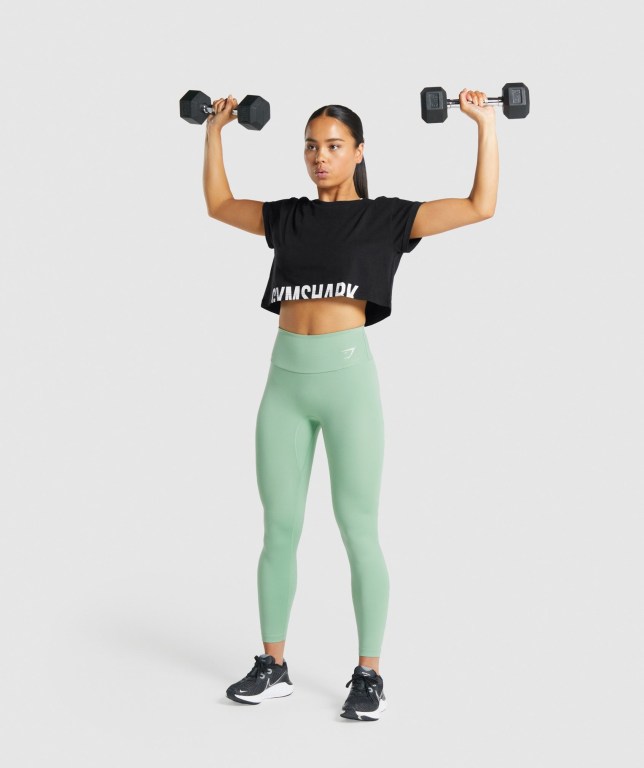 Gymshark Fraction Crop Top Women's T Shirts Black | UAE-45NIUX