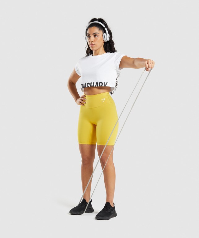 Gymshark Fraction Crop Top Women's T Shirts White | UAE-95KERW