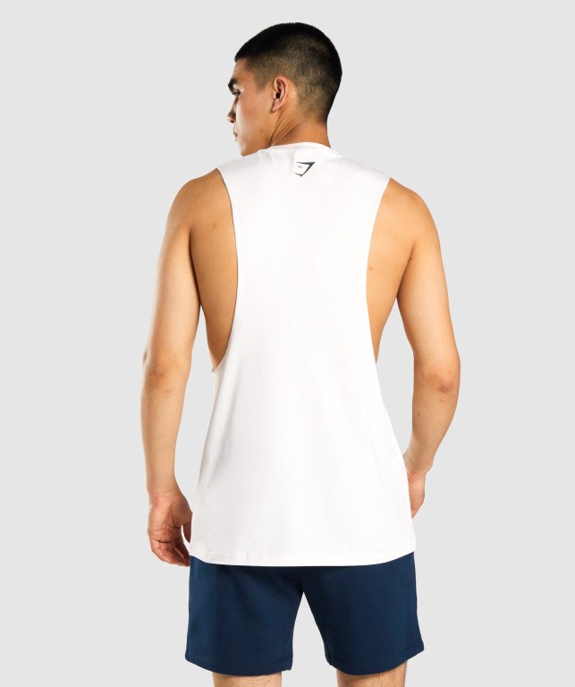 Gymshark GSLC Collegiate Drop Arm Men's Tank Tops Cream | UAE-24FHIM