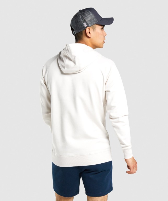 Gymshark GSLC Collegiate Men's Hoodies Cream | UAE-59BVKN