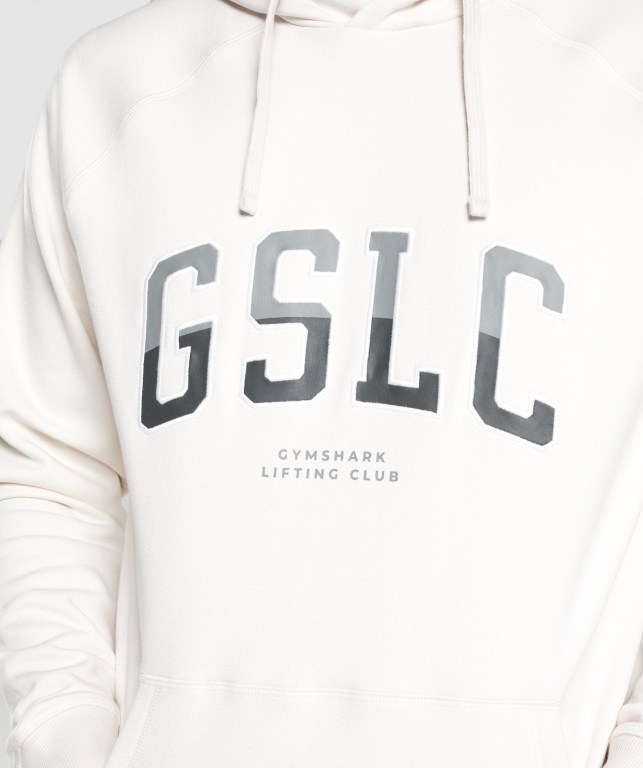 Gymshark GSLC Collegiate Men's Hoodies Cream | UAE-59BVKN