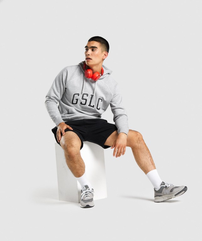 Gymshark GSLC Collegiate Men's Hoodies Light Grey | UAE-50KUWG