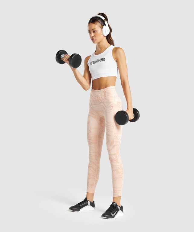 Gymshark GS Power Crop Top Women's Sweatshirts White | UAE-06BYMW