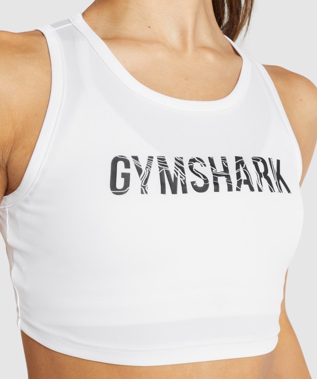 Gymshark GS Power Crop Top Women's Sweatshirts White | UAE-06BYMW