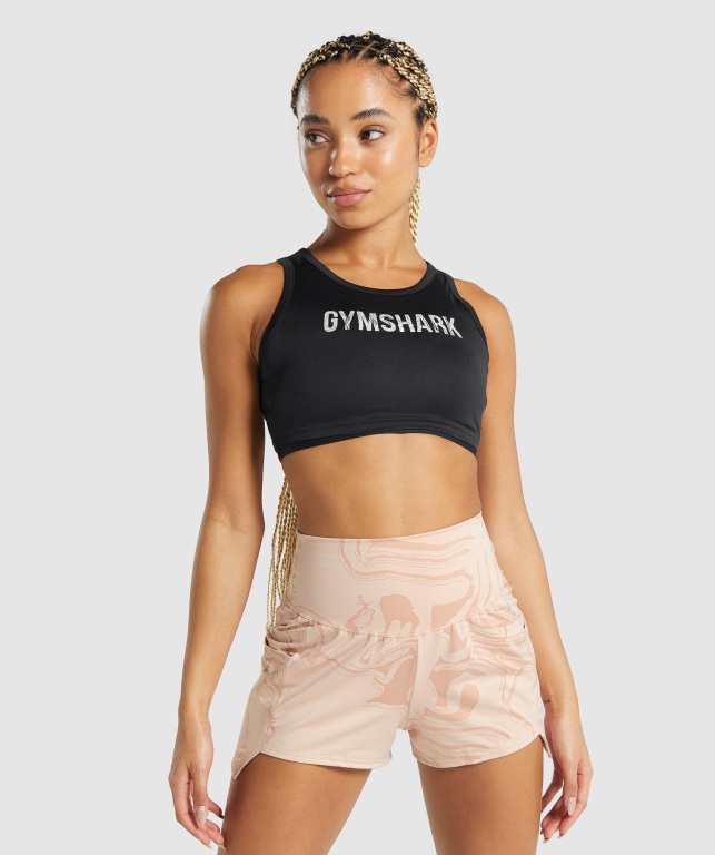 Gymshark GS Power Crop Top Women\'s Sweatshirts Black | UAE-80ZOPM