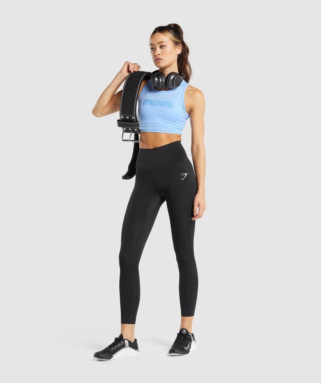 Gymshark GS Power Crop Top Women's Sweatshirts Blue | UAE-93IWFK