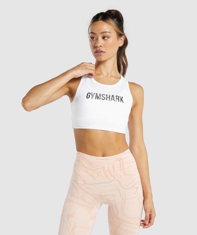 Gymshark GS Power Crop Top Women\'s T Shirts White | UAE-49UNCY