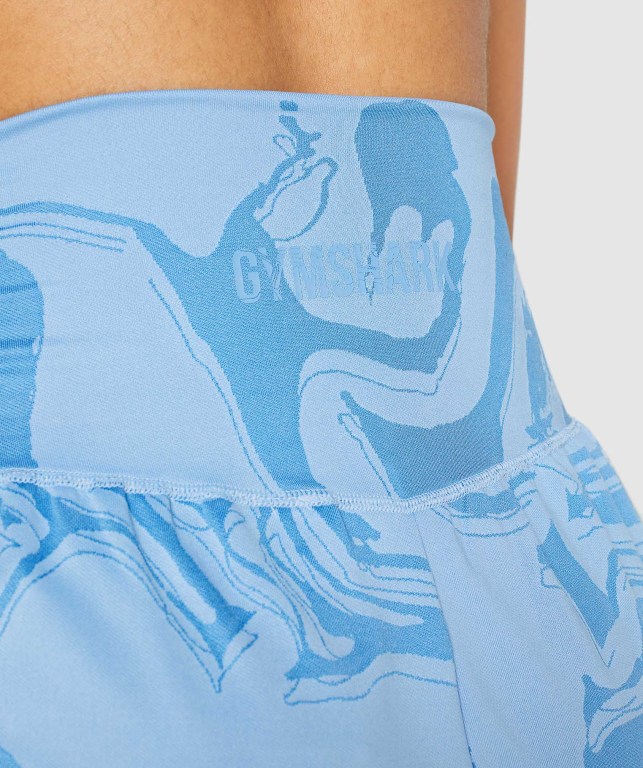 Gymshark GS Power Jacquard Women's Shorts Blue | UAE-15ZEYV