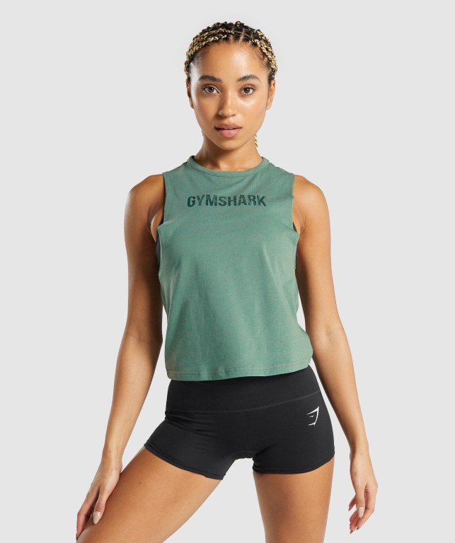 Gymshark GS Power Women\'s Tank Tops Green | UAE-63ZPAJ