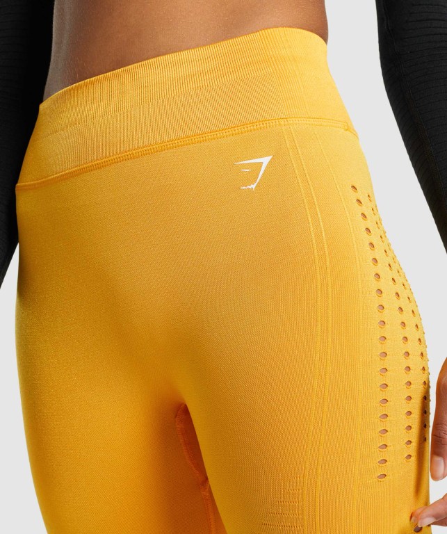 Gymshark Glow Seamless Tights High Waisted Women's Leggings Yellow | UAE-15YAPH