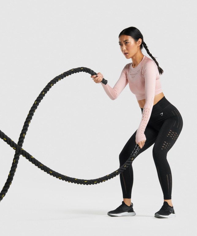 Gymshark Glow Seamless Tights High Waisted Women's Leggings Black | UAE-19AGQB