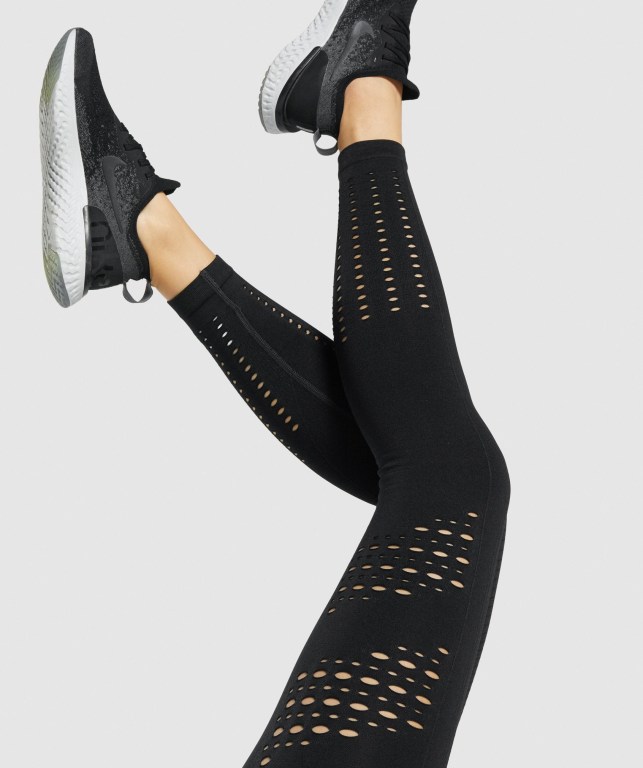 Gymshark Glow Seamless Tights High Waisted Women's Leggings Black | UAE-19AGQB