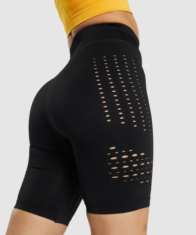 Gymshark Glow Seamless Women's Shorts Black | UAE-15QPZK