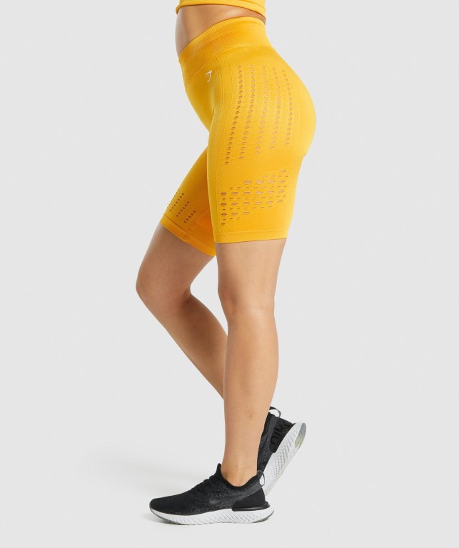 Gymshark Glow Seamless Women's Shorts Yellow | UAE-92IPME