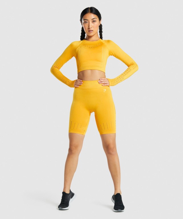 Gymshark Glow Seamless Women's Shorts Yellow | UAE-92IPME