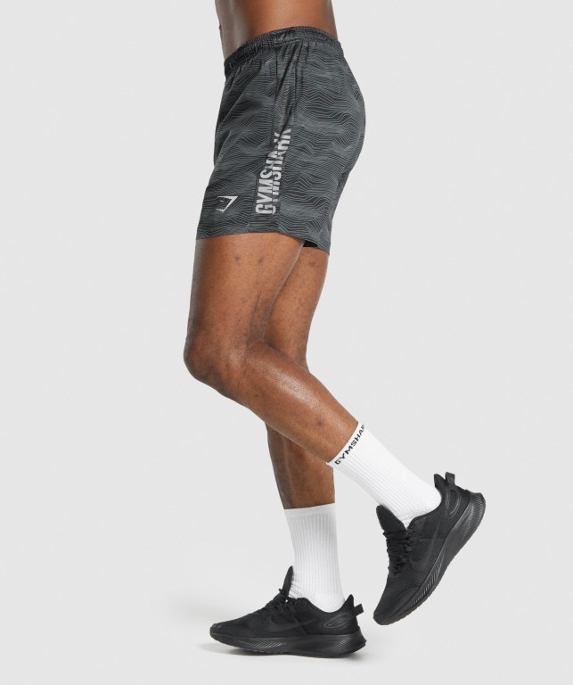 Gymshark Graphic Sport Men's Shorts Black | UAE-36DFZV