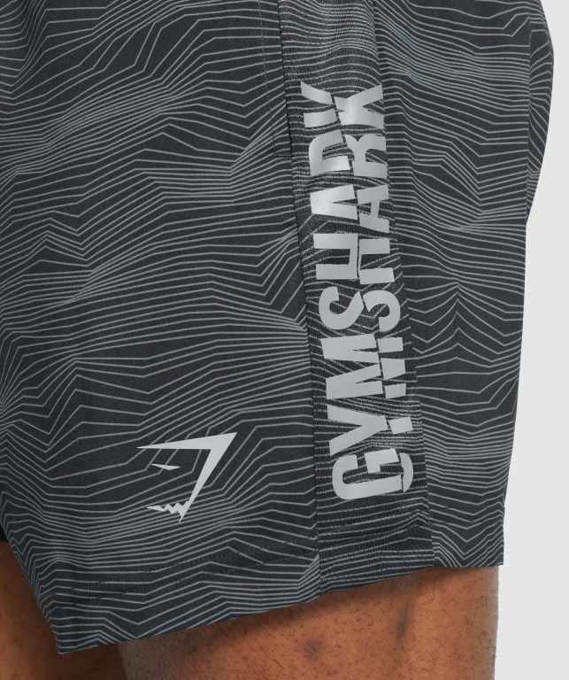 Gymshark Graphic Sport Men's Shorts Black | UAE-36DFZV