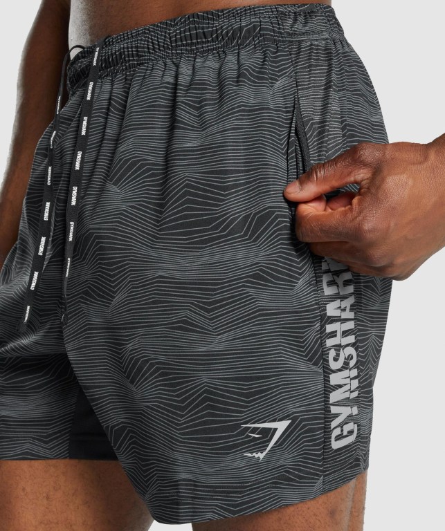 Gymshark Graphic Sport Men's Shorts Black | UAE-36DFZV