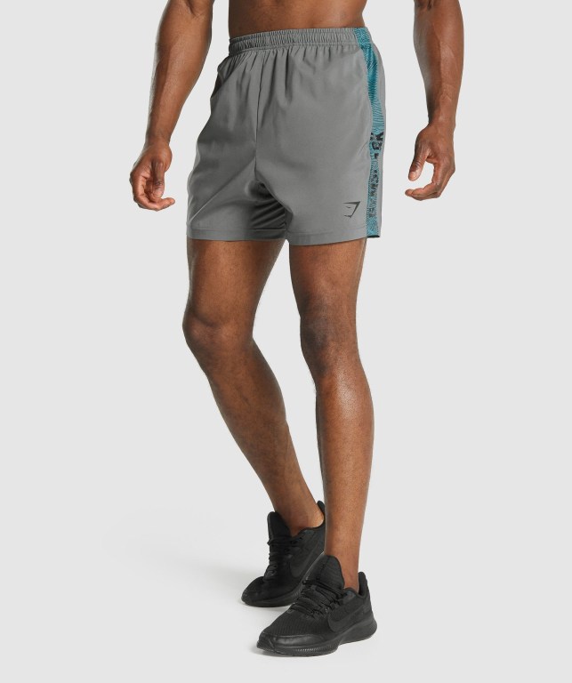 Gymshark Graphic Sport Men\'s Shorts Grey | UAE-85PKDY