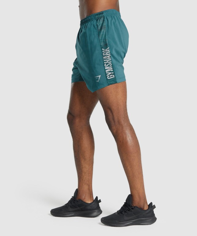 Gymshark Graphic Sport Men's Shorts Turquoise | UAE-54DBVC