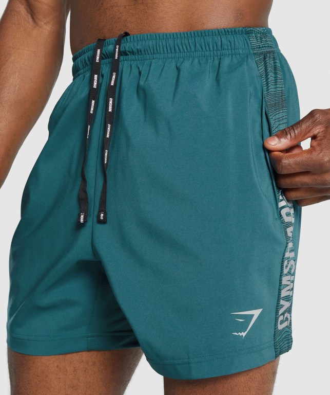 Gymshark Graphic Sport Men's Shorts Turquoise | UAE-54DBVC