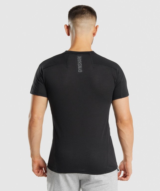 Gymshark Hyper Power Men's T Shirts Black | UAE-08TXAO