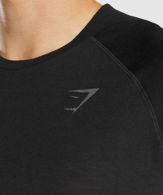 Gymshark Hyper Power Men's T Shirts Black | UAE-08TXAO