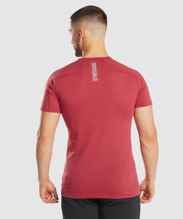 Gymshark Hyper Power Men's T Shirts Red | UAE-57XADT