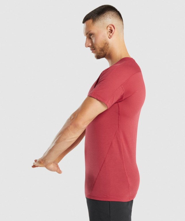 Gymshark Hyper Power Men's T Shirts Red | UAE-57XADT