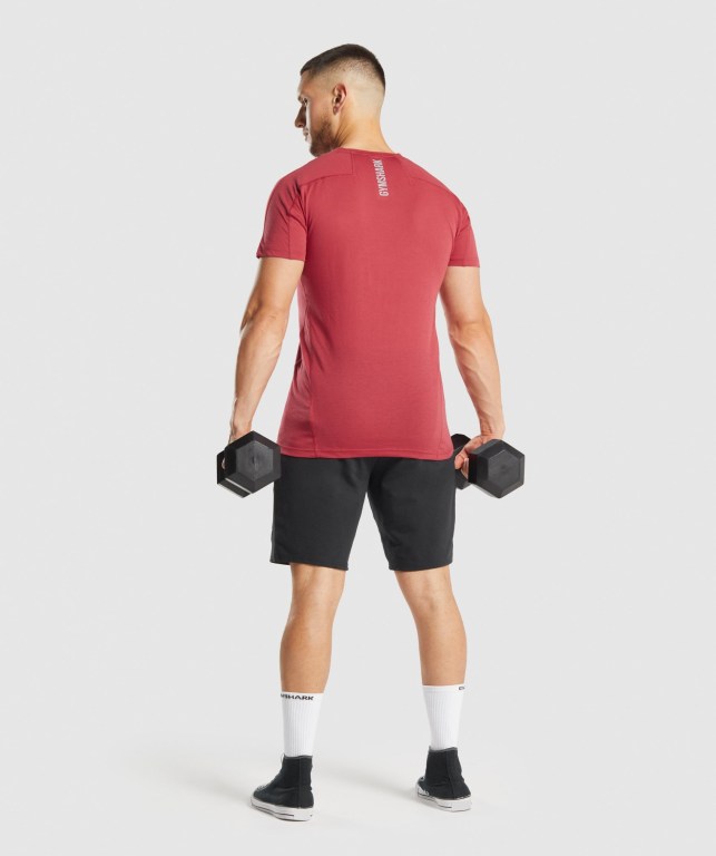 Gymshark Hyper Power Men's T Shirts Red | UAE-57XADT