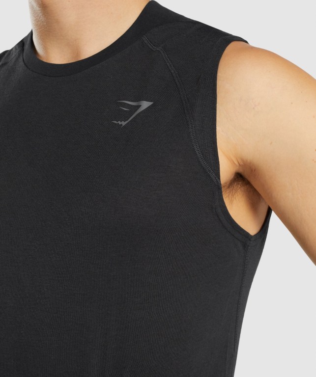 Gymshark Hyper Power Men's Tank Tops Black | UAE-46RFIA