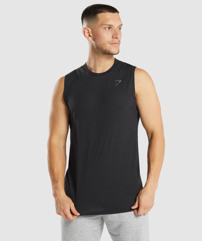 Gymshark Hyper Power Men\'s Tank Tops Black | UAE-46RFIA