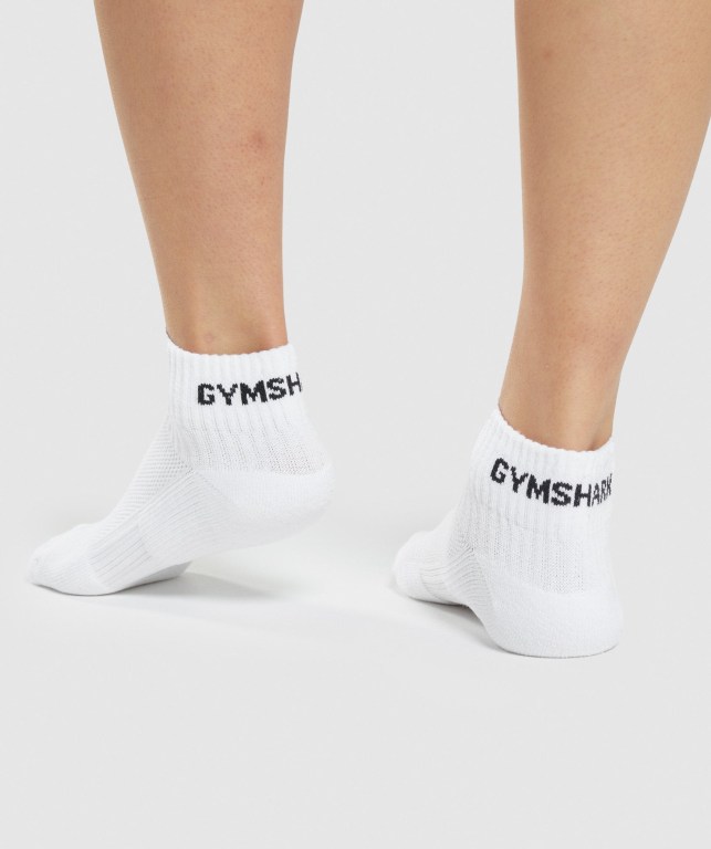 Gymshark Jacquard Quarter 3pk Women's Socks White | UAE-57NLBP