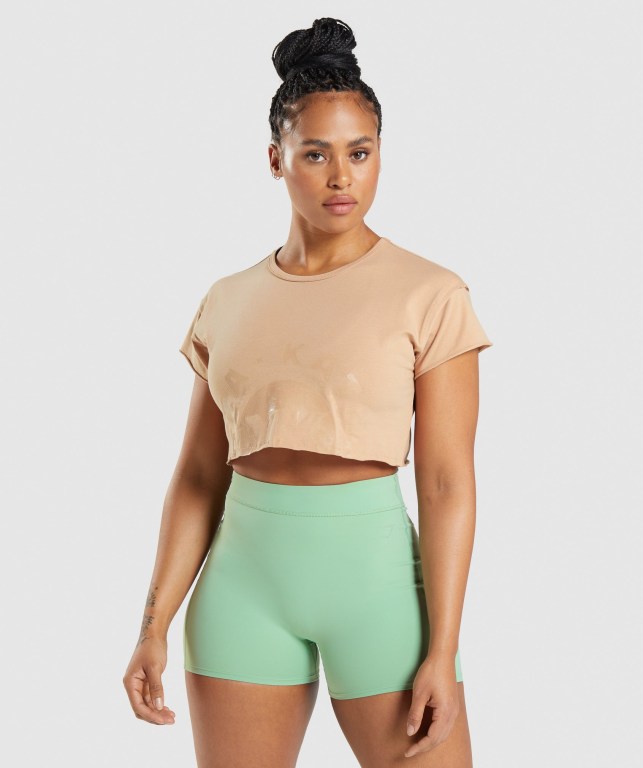 Gymshark KK Fit Raw Crop Top Women's Sweatshirts Light Yellow | UAE-86MCGY