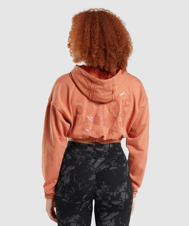 Gymshark KK Fit Zip-Up Cropped Women's Hoodies Orange | UAE-49CABU